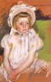 Simone in einer weißen Mütze Mütter Kinder Mary Cassatt